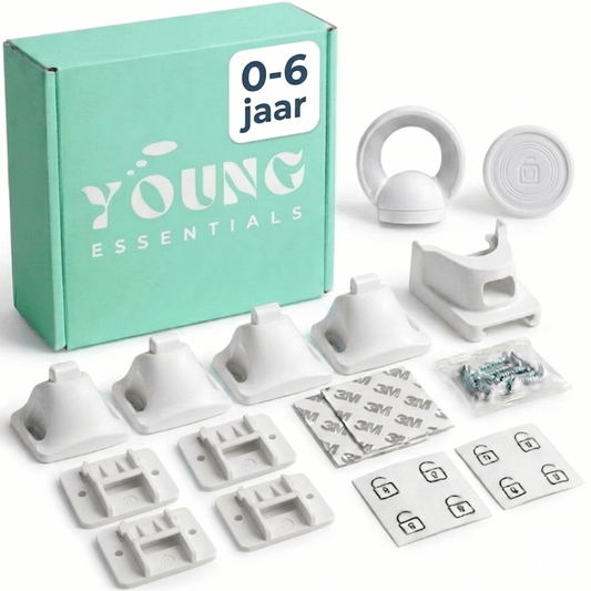 Young Essentials Magneetslot │ Magnetische Kinderbeveiliging voor Kasten en Laden - set van 4